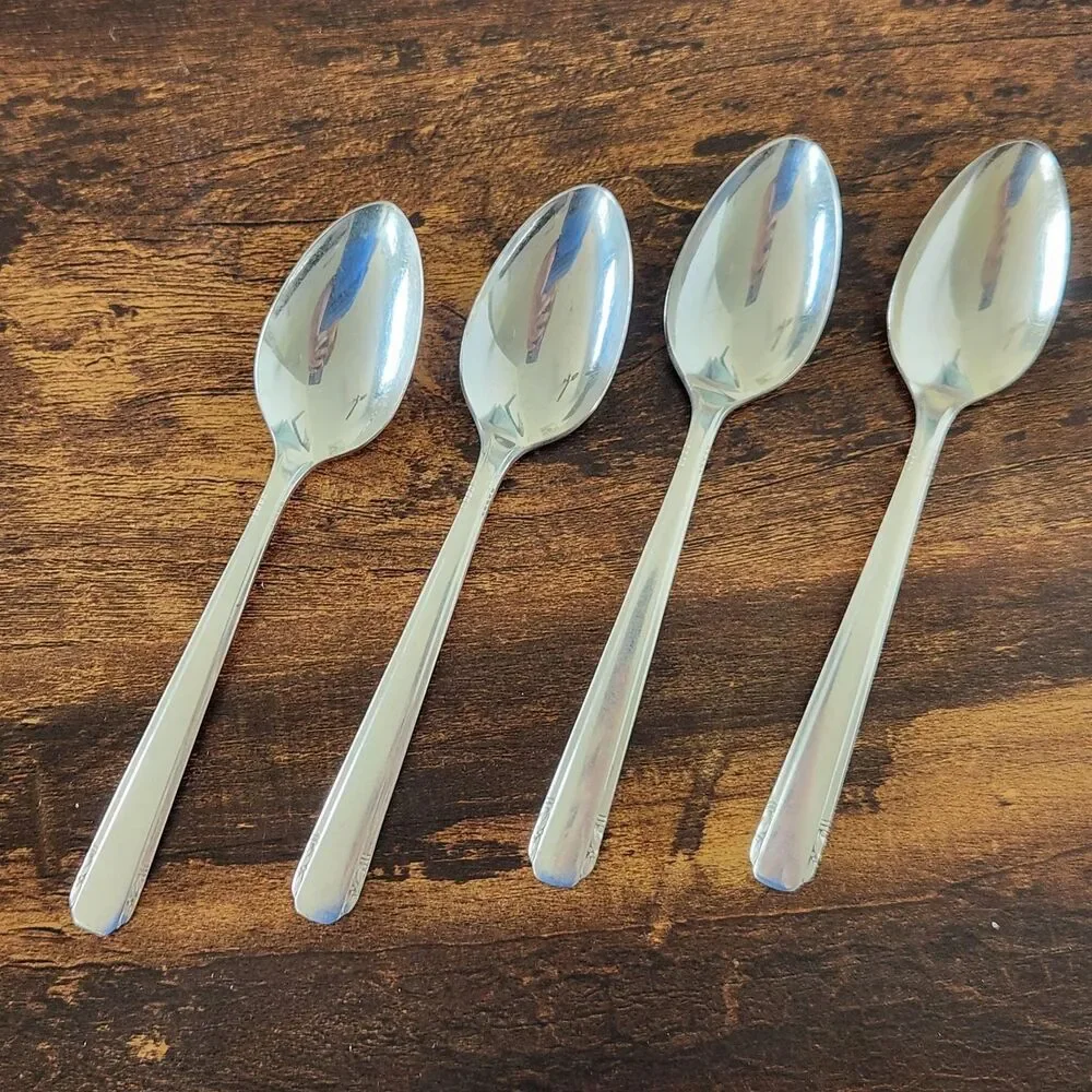 Oneida ELAINE Tea Spoon Set 4 Flatware Silverware Silver Plate Cutlery VTG Tudor